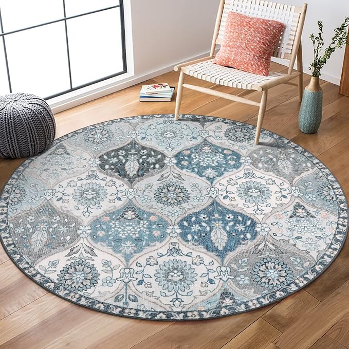 Lahome Moroccan Washable Round Rugs by Lahome