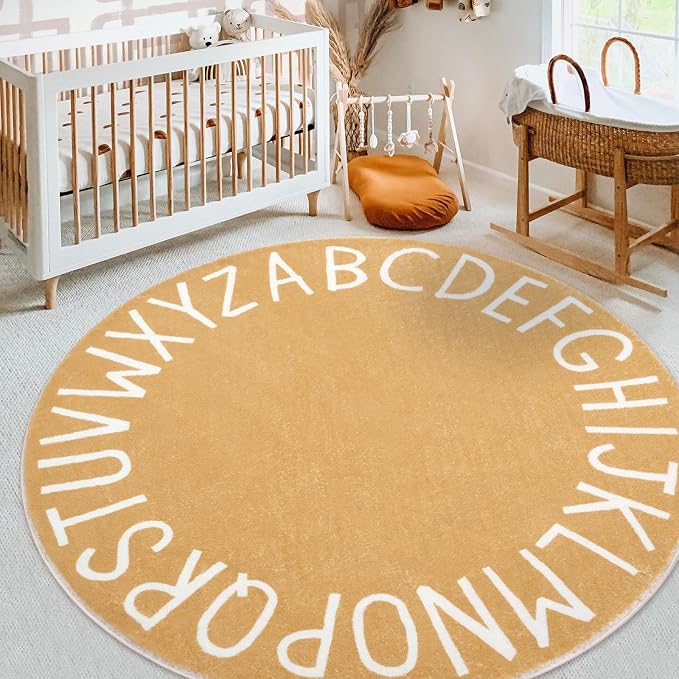 Topotdor Round Kids Play Rug Alphabet Nursery Area Rug Extra Large Soft - Image 10