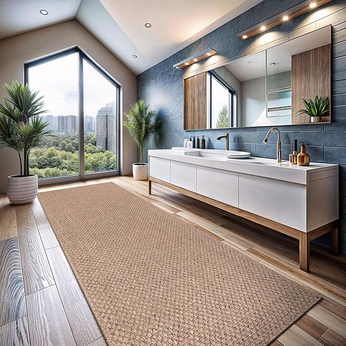 CAMILSON Indoor and Outdoor Runner Rug Natural Solid Boho Woven Design - Image 7