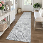 KUTA Moroccan Washable Runner Rug, 2x10 Non-Slip Vintage Grey Boho Hallway by KUTA