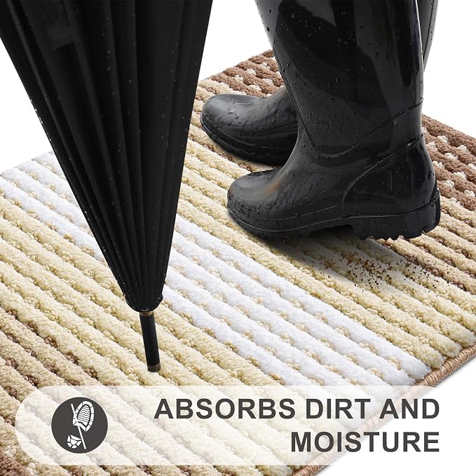 Kitinjoy Indoor Outdoor Door Mat, 36x24 Non-Slip Absorbent Dirt Trapper - Image 2