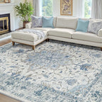 RELEANY Area Rugs 8'x10' Washable Non-Slip, Floral Vintage Distress Medallion by RELEANY