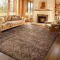 Ophanie 9x12 Brown and White Diamond Striped Rugs by Ophanie