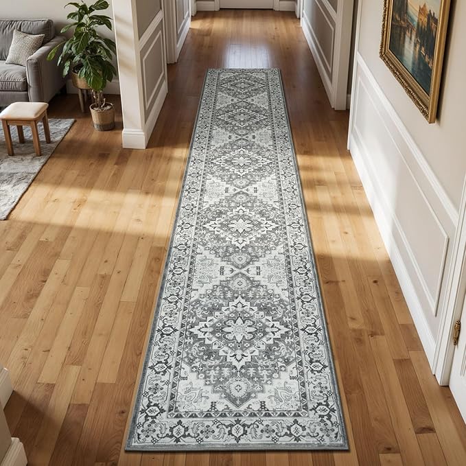 Lessymo 2 x 10 Long Runner Rug for Hallway, Washable Entryway Rugs Boho Faux by Lessymo