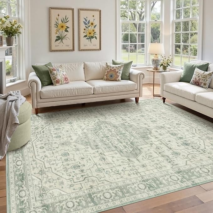 Rugxara 5X7 Washable Area Rug for Living Room, Vintage Large Boho Rugs for by Rugxara