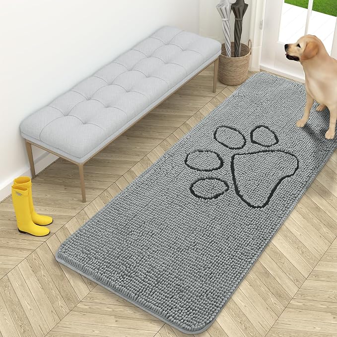 OLANLY Dog Door Mat for Muddy Paws 59x24, Paw Print Design, Absorbs Moisture by OLANLY