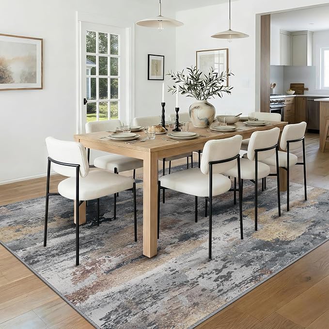 RELEANY Washable Area Rugs 9'x12' Non-Slip Modern Abstract Soft - Image 2