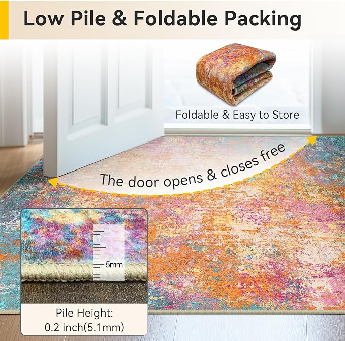 RELEANY Washable Area Rugs 6'x9' Non-Slip Modern Abstract Soft - Image 7