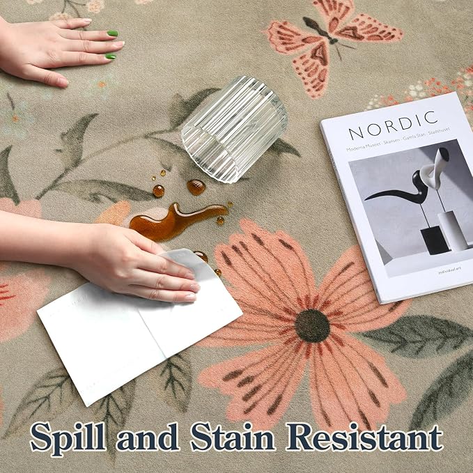 Lahome Floral Kitchen Runner, 2x5 Soft Washable Runner Rug Non Slip, Ultra-Thin - Image 6