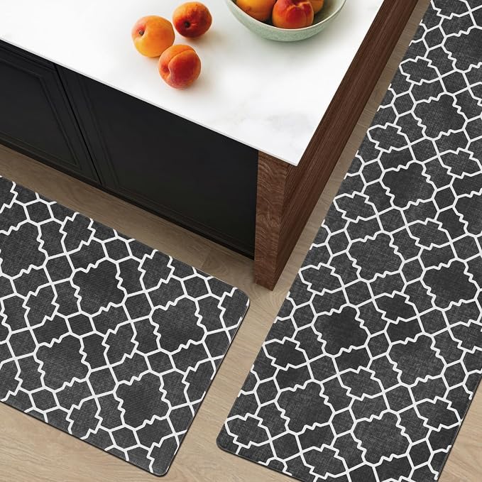 FRESHMINT Kitchen Mat Set of 2, Anti-Fatigue Cushioned Kitchen Mats - Image 2