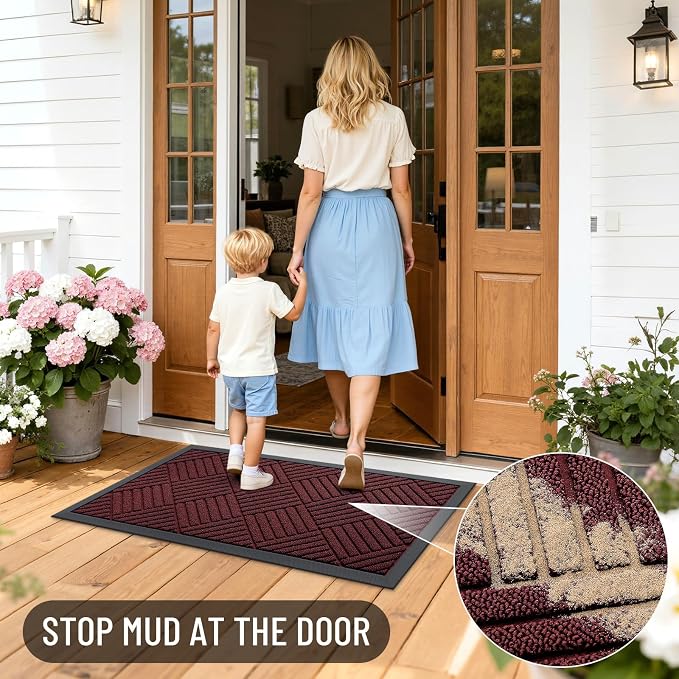 OLANLY Front Door Mat Outside Entrance 47x32, Heavy Duty Sturdy Natural Rubber - Image 6