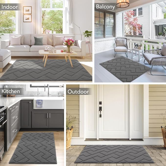 hicorfe Dirt Trapper Indoor Doormat, Non Slip Backing Washable Door Mats - Image 8