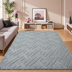 3x5 Grey Washable Area Rug for Bedroom, Modern Geometric Shag Non-Slip Living - Image 2