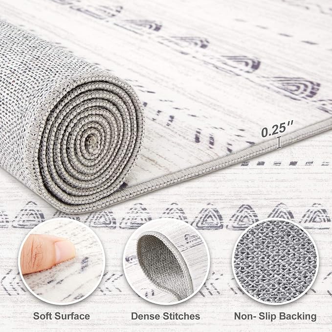 Nakagishi 10x13 Area Rugs Living Room: Washable Boho Large Neutral Soft - Image 3