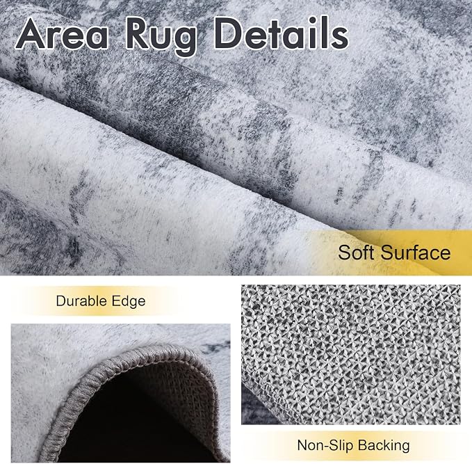 5x7 Ft Area Rugs for Living Room, Soft Non-Slip Washable Rugs Modern Abstract - Image 5