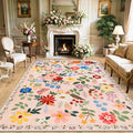 10x12 Area Rugs for Living Room: Floral Washable Rug Vintage Large Soft Boho by PLHXFRSoftAreaRugs