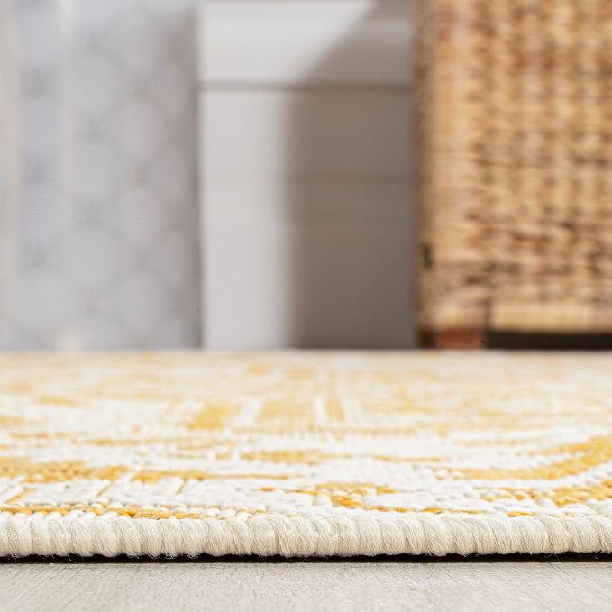 JONATHAN Y Boho Medallion Indoor Outdoor Area Rug 5X8 Cream/Yellow, Estrella - Image 7