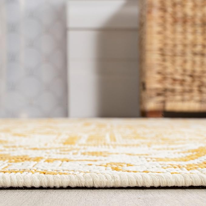 JONATHAN Y Boho Medallion Indoor Outdoor Runner Rug 2X8 Cream/Yellow, Estrella - Image 6