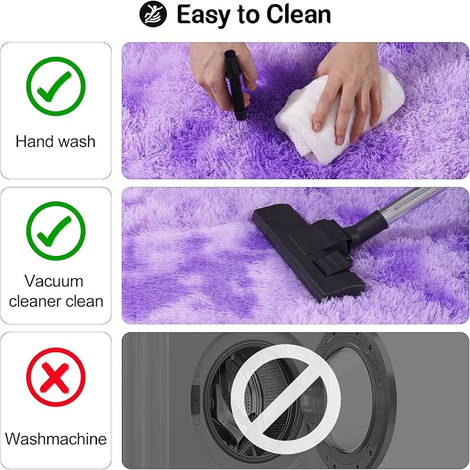 qulint Purple Rugs for Bedroom, Soft Fluffy 3x5 Nursery Rug Shag Fuzzy Small - Image 4