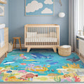 4x6 Ocean Rug for Toddlers Playroom – Sea Life Learning Carpet by HazoHaus