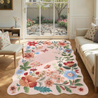 Lahome Floral Washable Rugs, 4X6 Pink Rugs by Lahome