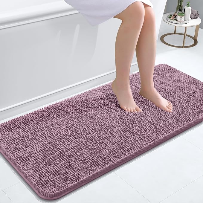 OLANLY Bathroom Runner Rugs 47x20, Soft Absorbent Chenille Bath Rugs, Rubber by OLANLY