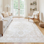 Area Rug 6x9 Living Room Rug Washable:No-Slip Vintage Medallion Rug Soft Low - Image 3