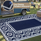 HUGEAR Outdoor Patio Rug 5'x8' Waterproof Outside Area Rugs Blue Reversible - Image 5