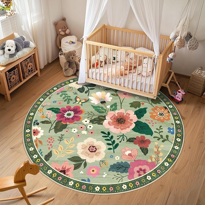 RELEANY Floral 4ft Area Rugs Washable Print Boho Cute Carpet Non Slip Flower - Image 8