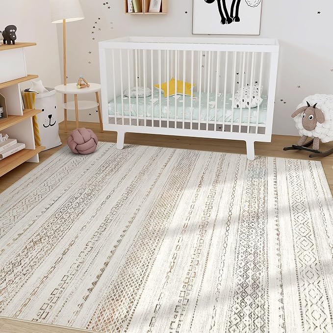Nakagishi 10x14 Area Rugs Living Room: Washable Boho Large Neutral Modern Soft - Image 8