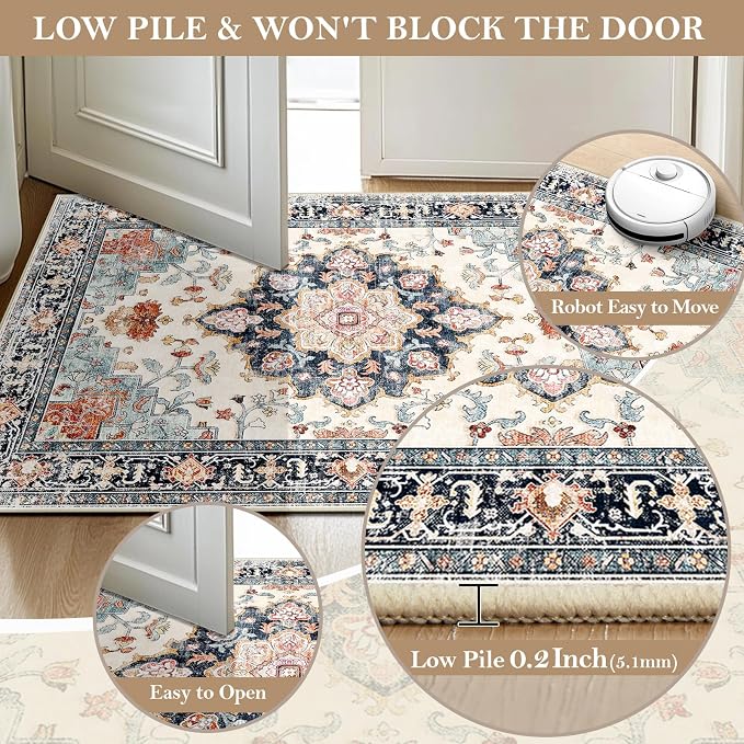 CAPALOCA Machine Washable Rugs Nursery Rug 5x7 Cute Girl Non Slip Low Pile - Image 3