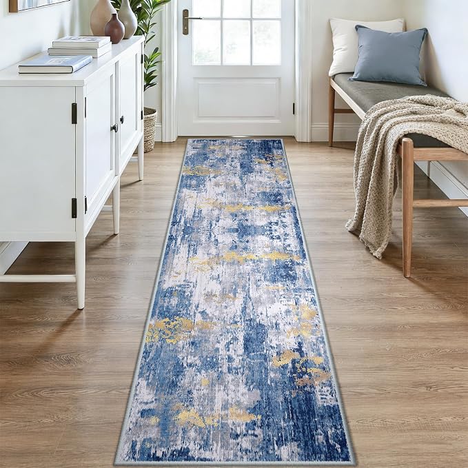 RELEANY Washable Area Rugs 2x9 Non-Slip Modern Abstract Soft - Image 2