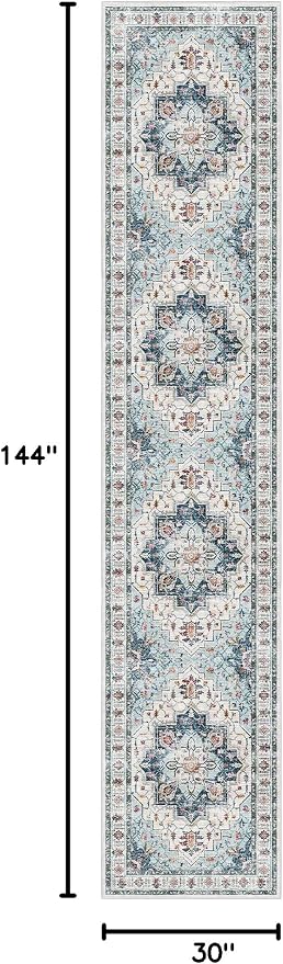 Madane Hallway Runner Rug 2'6''x12' Kitchen Runner, Non Slip Vintage Runners - Image 2