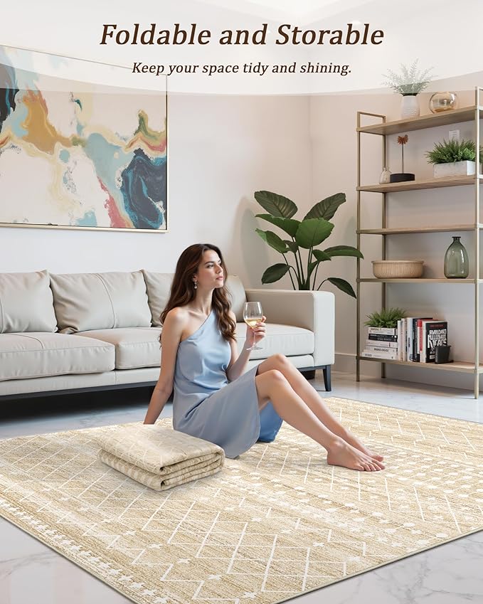 Miukiki 8x10 Area Rug for Living Room Moroccan Washable Rugs Non Slip Indoor - Image 5