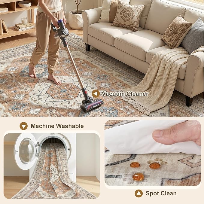 10x14 Washable Area Rug, Large Rugs - Image 3