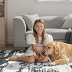 DCX Abstract Area Rug 8x10, Washable Black Modern Rug - Image 6