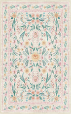 5x8 Pink Floral Nursery Rug – Washable Non-Slip Soft Carpet, Cute Boho Area Rug - Image 7