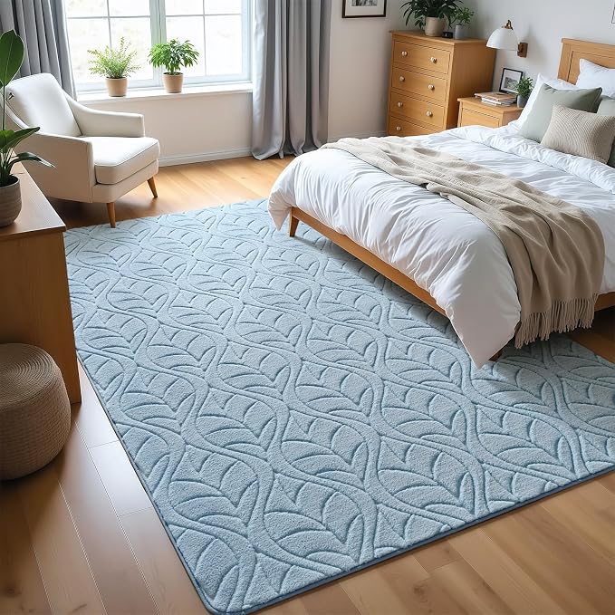 Macgace 6x9 Blue Area Rug, Soft Shag Carpet, Washable Living Room Rugs - Image 2