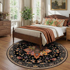 RELEANY Area Rugs Round 8ft Washable Non-Slip, Floral Vintage Distress - Image 3
