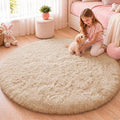 OLANLY Beige Round Rugs for Bedroom by OLANLY