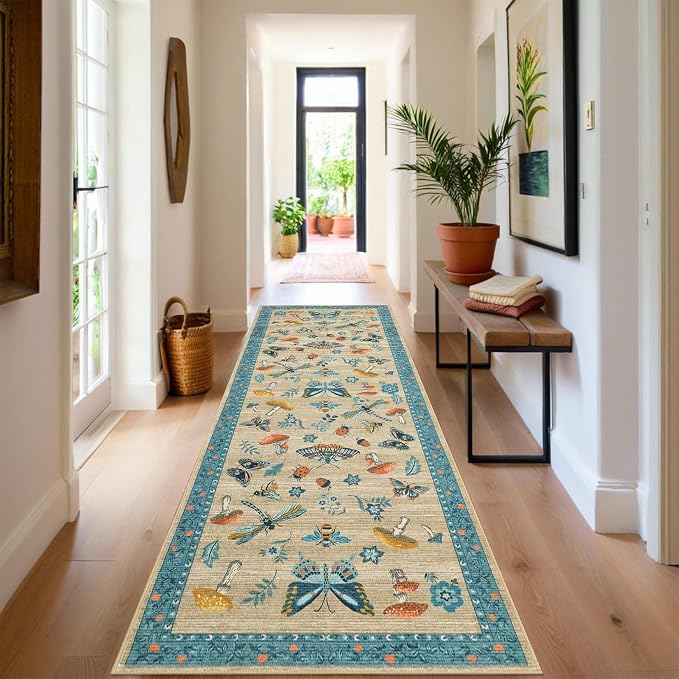 Mushroom Insect 2x6 Runner Rug for Hallway Washable Kitchen Rugs Non Slip - Image 3