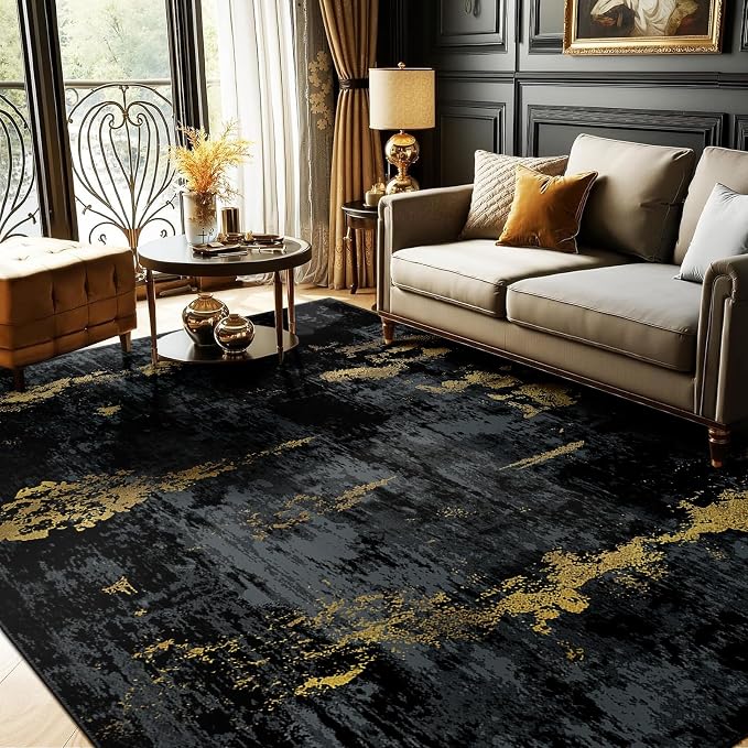 RELEANY Washable Area Rugs 9'x12' Non-Slip Modern Abstract Soft by RELEANY