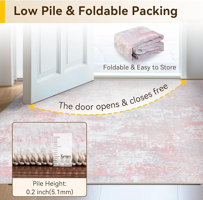 RELEANY Washable Area Rugs 2'x10' Non-Slip Modern Abstract Soft - Image 8