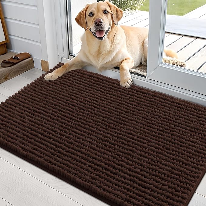 OLANLY Dog Door Mat for Muddy Paws 36x24, Ultra Absorbent Chenille Mud Doormat by OLANLY