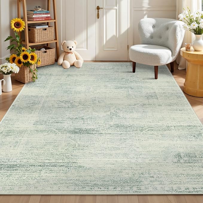 Latte&Fog Area Rugs 6x9 for Living Room, Washable Green Rugs for Bedroom - Image 3