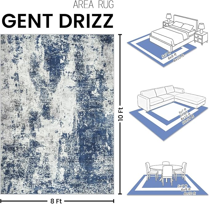 Area Rug Living Room Rugs: 8x10 Large Soft Indoor Carpet Modern Abstract Decor - Image 2