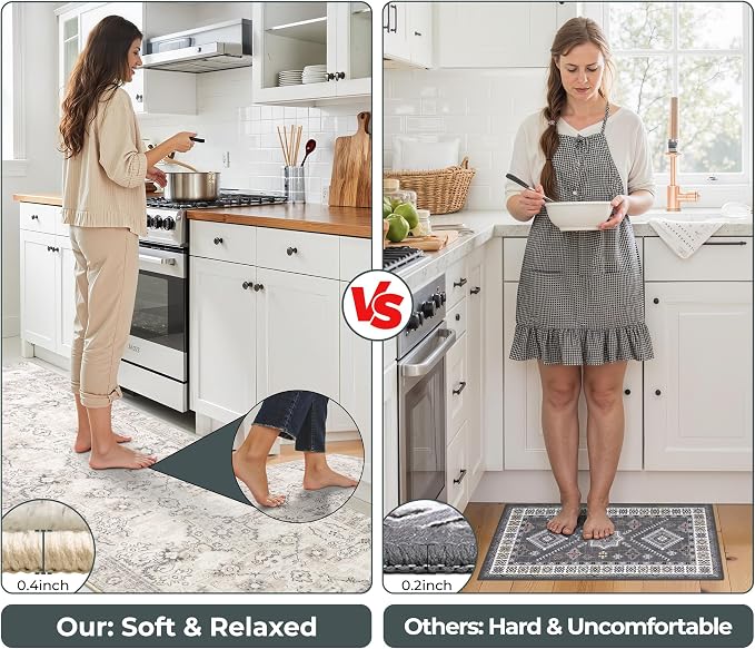 GRANNY SAYS Boho Kitchen Rug Sets of 3, Non Slip Washable Faux Wool Kitchen Mats - Image 4