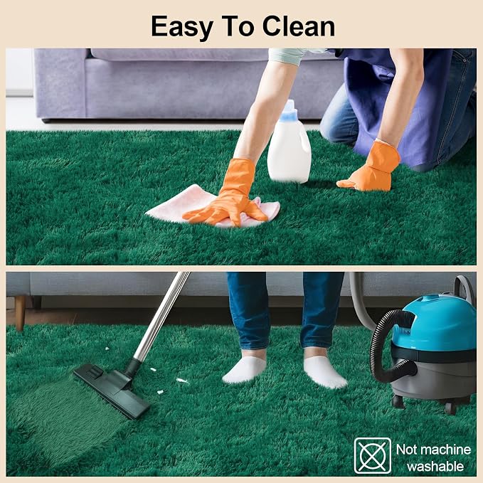 Mugorn 3x5 Rugs for Bedroom, Fluffy Dark Green Area Rugs for Living Room - Image 6