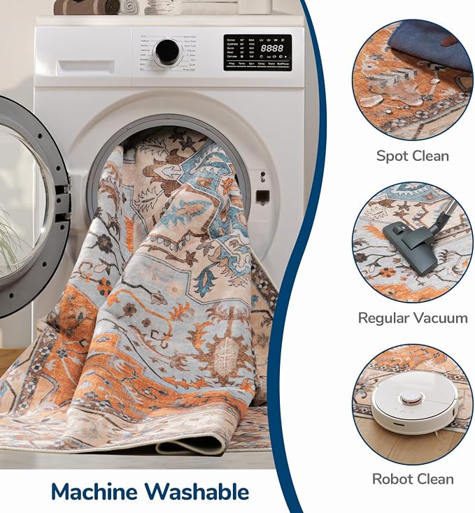 Lessymo 5x7 Area Rugs- Machine Washable Area Rugs, Super Soft Faux-Wool Area Rug - Image 4