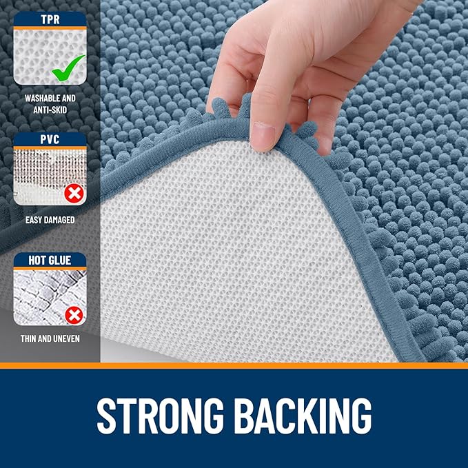 OLANLY Bathroom Rugs 35x24, Extra Soft Absorbent Chenille Bath Rugs, Rubber - Image 7